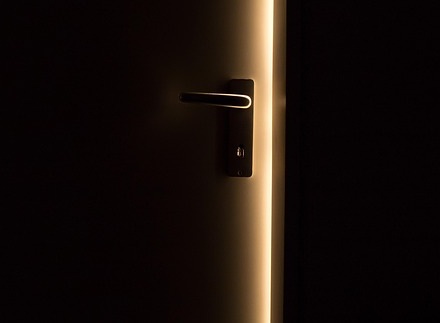 a door opening in the dark